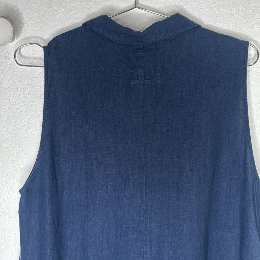 NWT Frank & Eileen Daphne Washed Linen Navy Maxi Dress Large - Picture 8 of 15